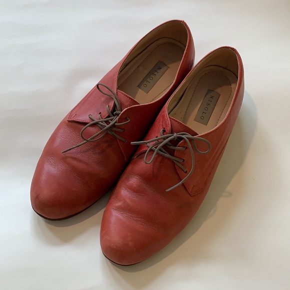 Nisolo Shoes - Nisolo Red Leather Lace-Up Flats